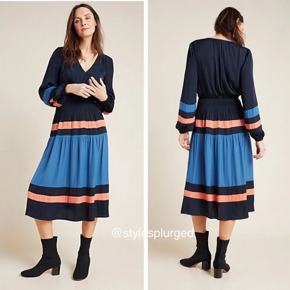 NWT⭐️Top Rated⭐️ANTHRO Aidy Colorblocked Midi Dress size small petite - Picture 5 of 13